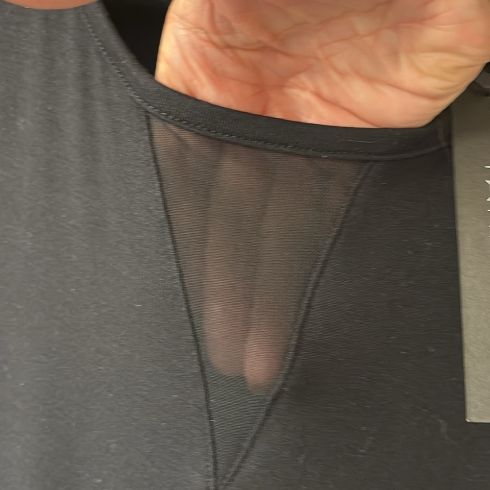Tahari Short Sleeve Top with sheer v panel neckline - Picture 3 of 4